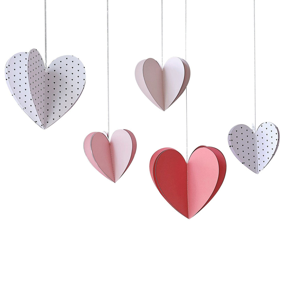 Paper Decoration 3D Hanging Heart Decorations x 5