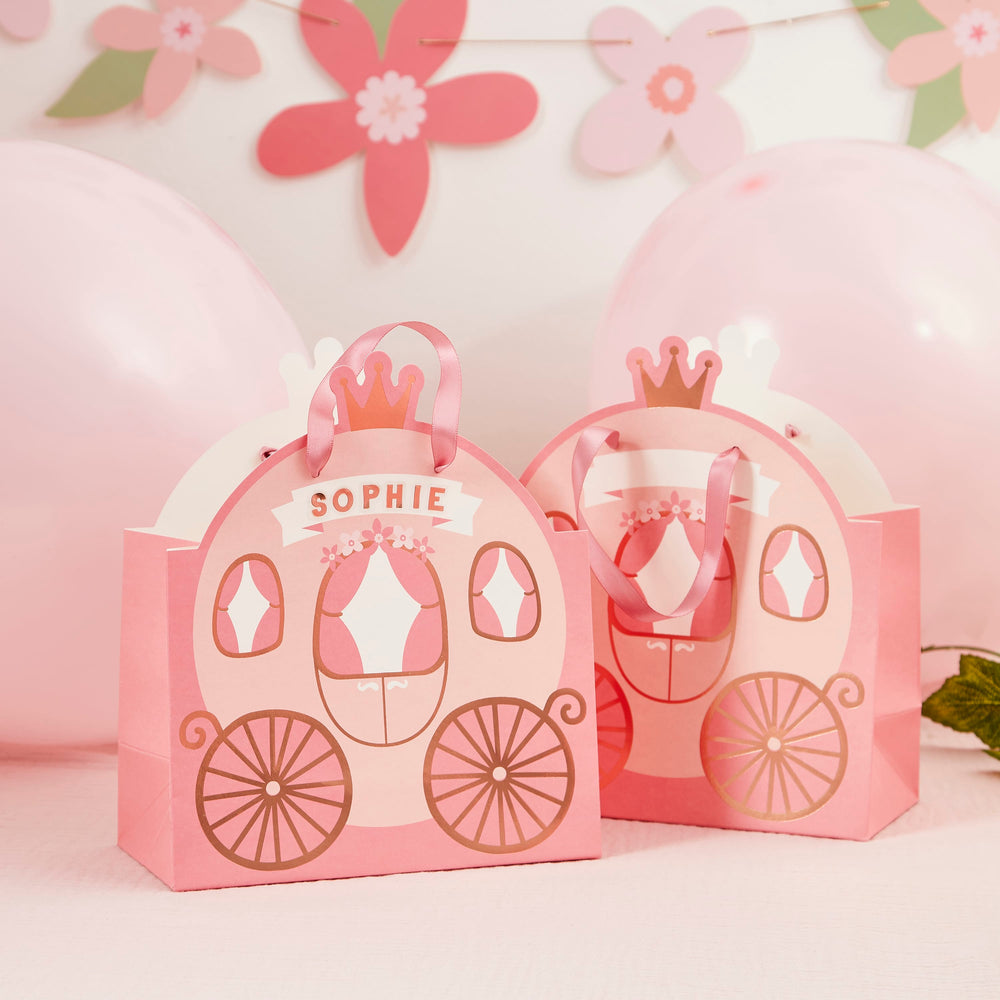 4 Pack Carriage Party Bags with Stickers | Princess Party Supplies UK Party Bags Princess Party Carriage Party Bags with Stickers x 4
