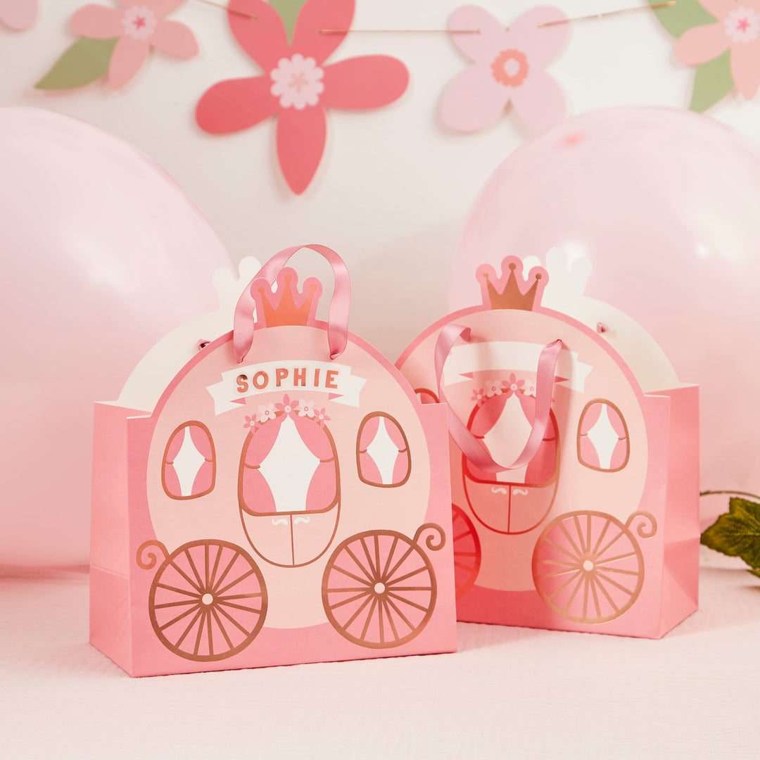 4 Pack Carriage Party Bags with Stickers | Princess Party Supplies UK Party Bags Princess Party Carriage Party Bags with Stickers x 4