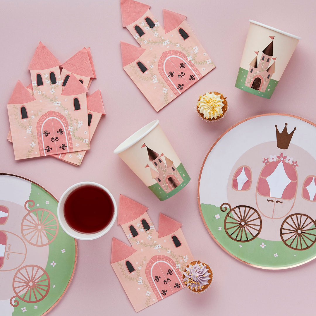 4 Pack Carriage Party Bags with Stickers | Princess Party Supplies UK Party Bags Princess Party Carriage Party Bags with Stickers x 4