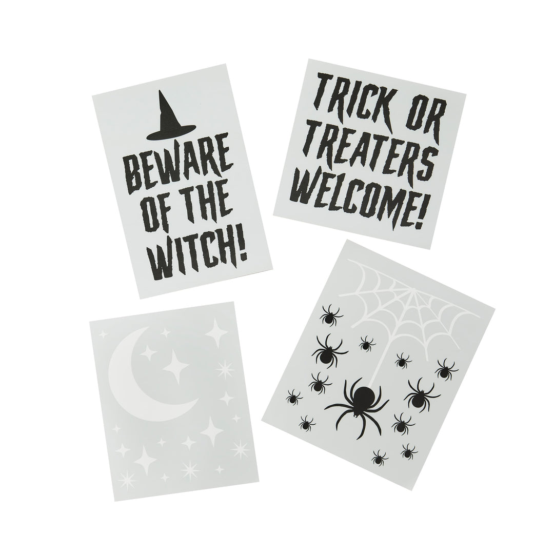 4 Pack Trick Or Treat Window Clings | Halloween Party Supplies UK Party Decorations 4 Pack Trick Or Treat Window Clings