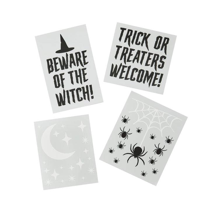 4 Pack Trick Or Treat Window Clings | Halloween Party Supplies UK Party Decorations 4 Pack Trick Or Treat Window Clings