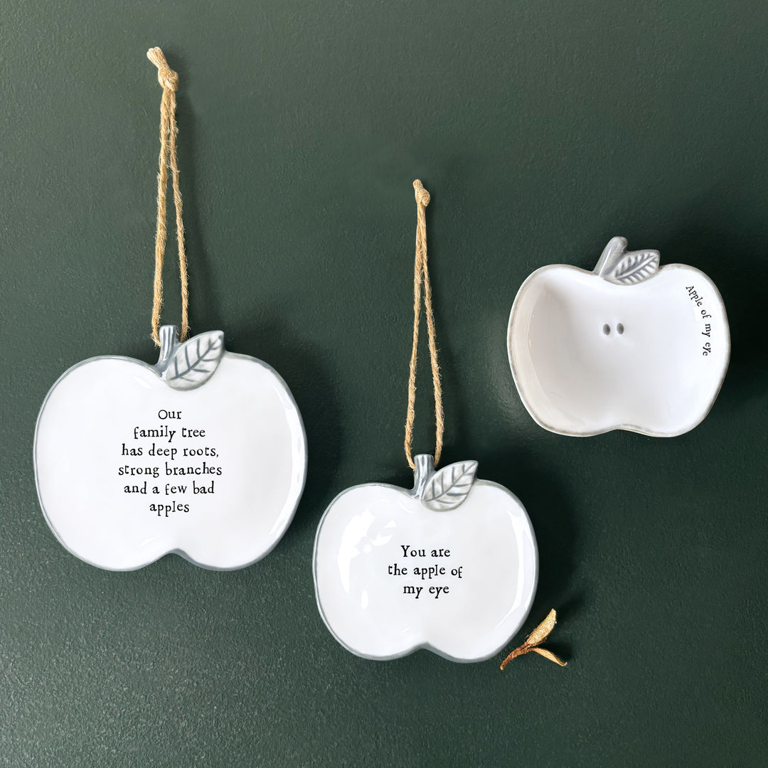 East of India Porcelain Hanging Apple Decoration - Family Tree