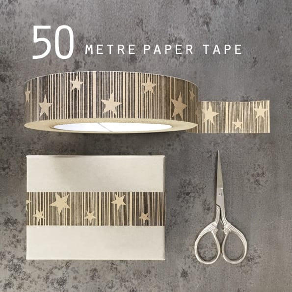 East of India Brown Paper Gift Tape - Stars
