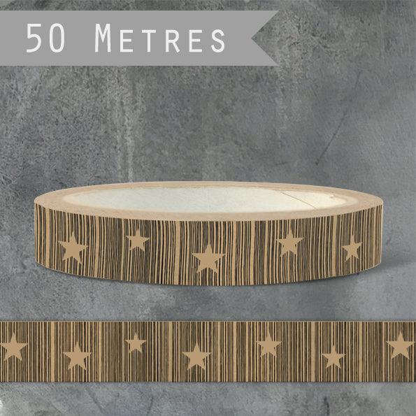 East of India Brown Paper Gift Tape - Stars