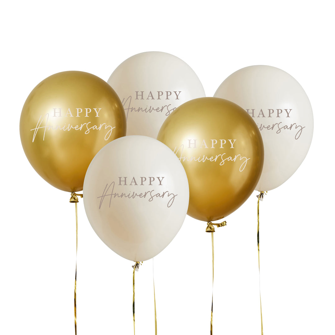 5 Pack 12" Anniversary Latex Balloons | Anniversary Party Supplies UK Balloons 5 Pack 12" Anniversary Latex Balloons