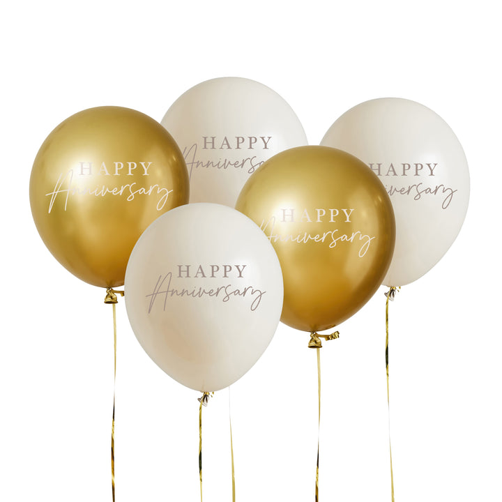 5 Pack 12" Anniversary Latex Balloons | Anniversary Party Supplies UK Balloons 5 Pack 12" Anniversary Latex Balloons