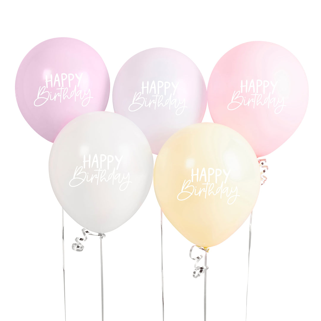 5 Pack 12" Rainbow Happy Birthday Balloons | Rainbow Party Supplies UK Balloons 5 Pack 12" Rainbow Happy Birthday Balloons