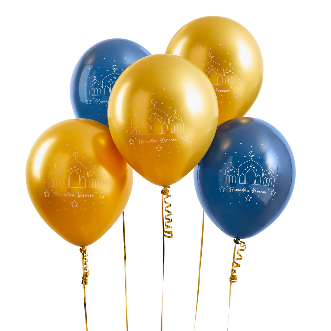 5 Pack 12" Ramadan Latex Balloons | Ramadan Supplies UK Balloons 5 Pack 12" Ramadan Latex Balloons