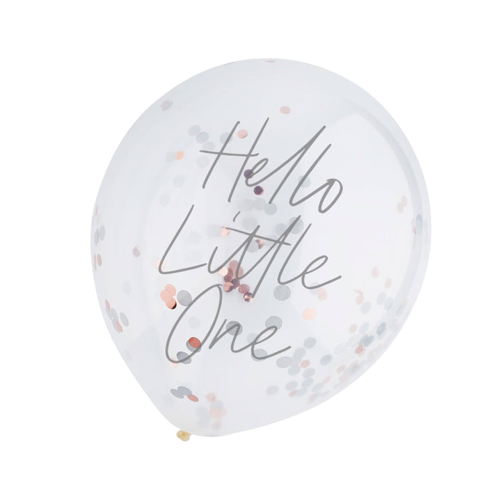 5 Pack Hello Little One Confetti Balloons | Baby Shower Supplies UK Balloons 5 Pack Hello Little One Confetti Balloons