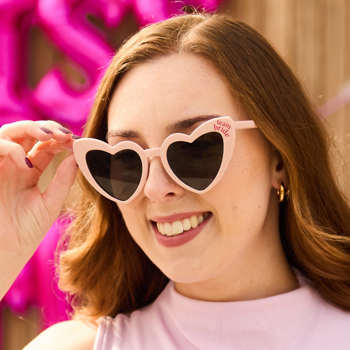 5 Pack Pink Team Bride Heart Glasses - Hen Party Supplies UK Party Accessories 5 Pack Pink Team Bride Heart Glasses