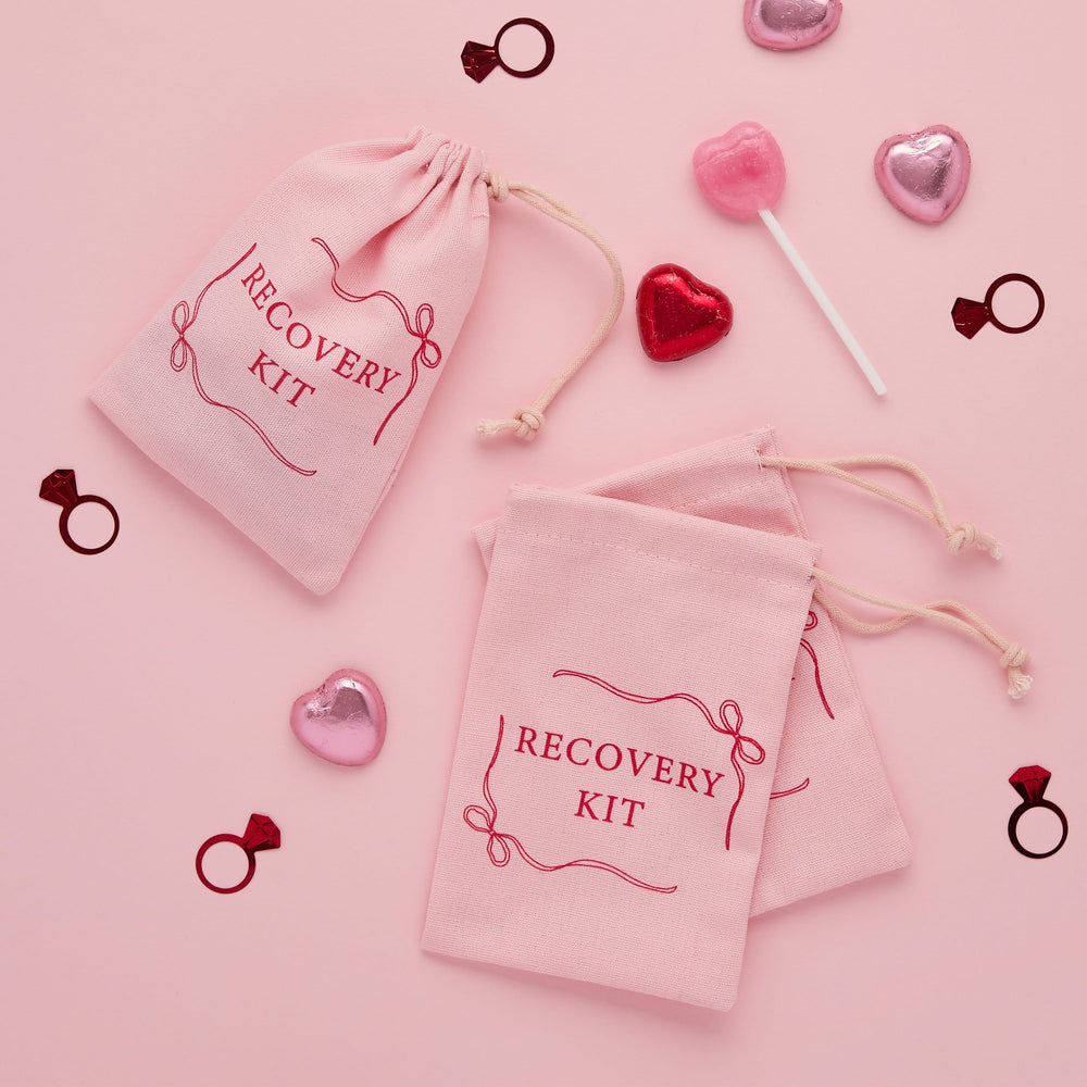 5 Pack Recovery Kit Cotton Bags - Hen Party Supplies UK Party Favours 5 Pack Recovery Kit Cotton Bags