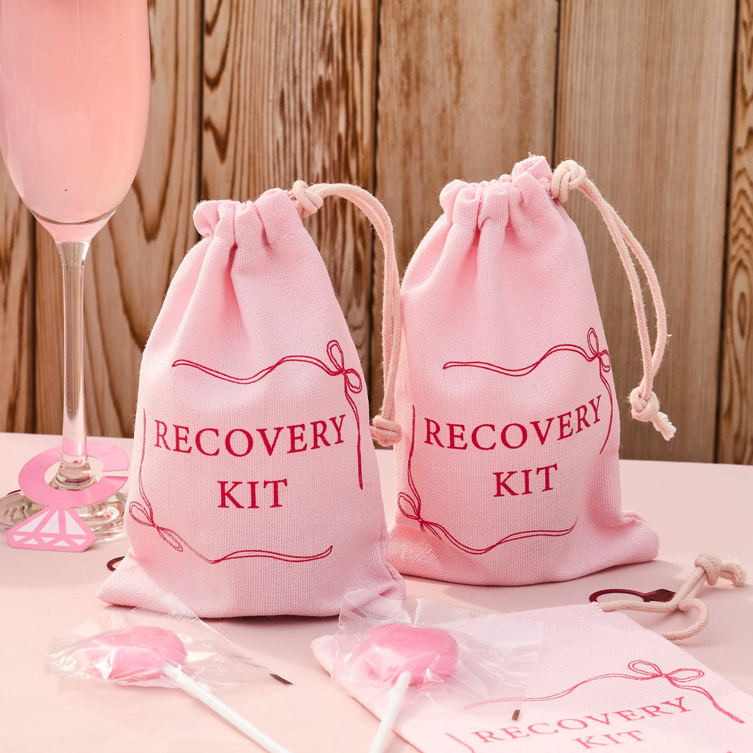 5 Pack Recovery Kit Cotton Bags - Hen Party Supplies UK Party Favours 5 Pack Recovery Kit Cotton Bags