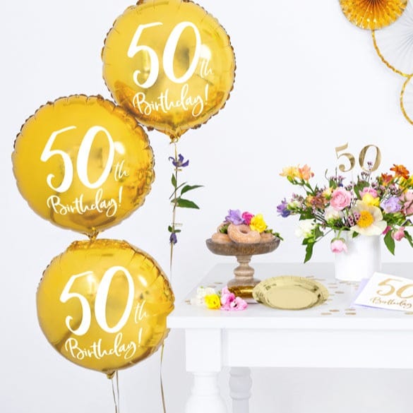 Balloons 50th Birthday Gold Foil Balloon