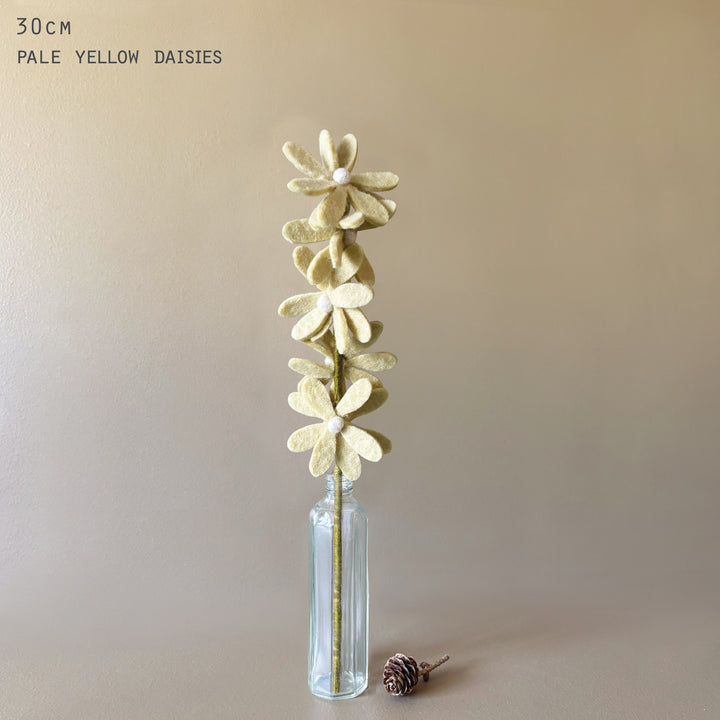 East of India Felt Daisy Branch - Pale Yellow Daisies