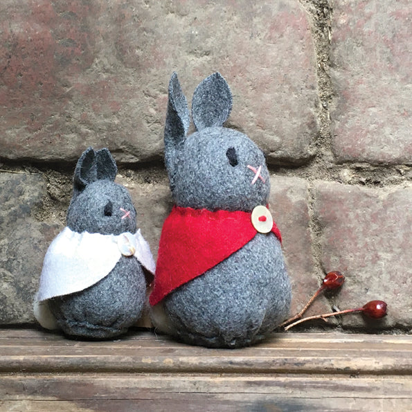 East of India Felt Rabbit With Red Cape - Beatrice