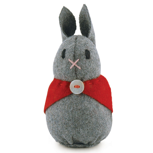 East of India Felt Rabbit With Red Cape - Beatrice