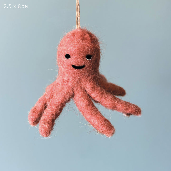 East of India Needle Felted Sealife Hanging Decoration - Octopus