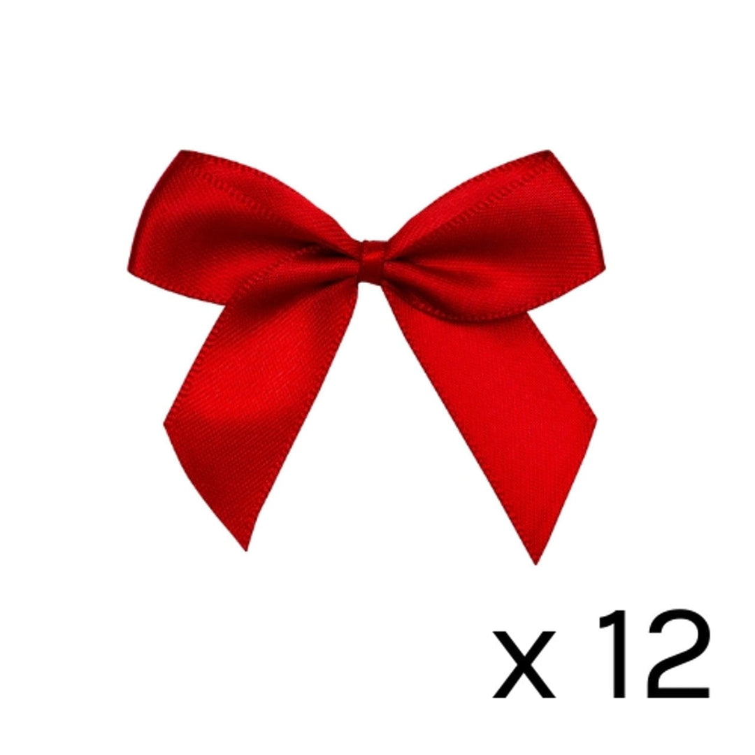 5cm Red Satin Self Adhesive Ribbon Bows x 12 bow 5cm Red Satin Self Adhesive Ribbon Bows x 12