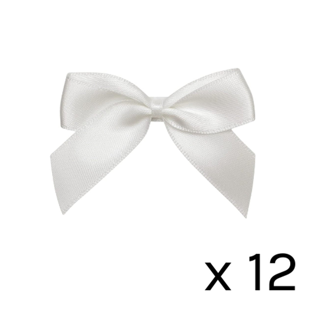 5cm White Satin Self Adhesive Ribbon Bows x 12 bow 5cm White Satin Self Adhesive Ribbon Bows x 12