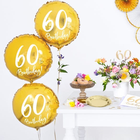 Balloons 60th Birthday Gold Foil Balloon