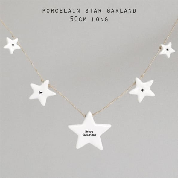 East of India Porcelain Star Garland Garland East of India Porcelain Garland - Stars