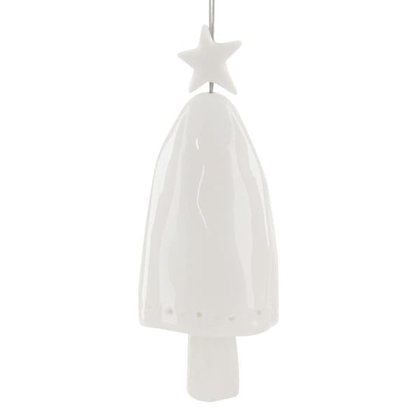 Large Porcelain Bell Christmas Tree Decoration | East of India Hanging Decoration East of India Porcelain Bell Christmas Tree Decoration - Large