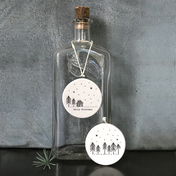 East of India Porcelain Flat Bauble - Cabin in the Woods