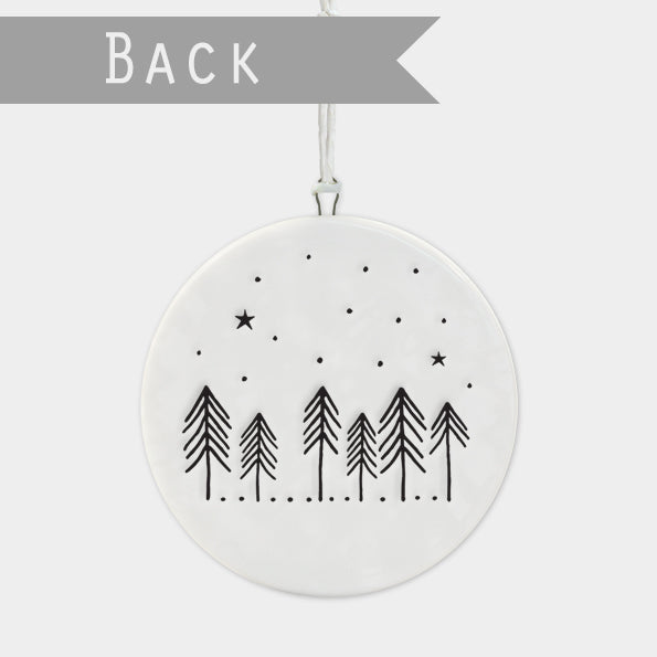 East of India Porcelain Flat Bauble - Cabin in the Woods