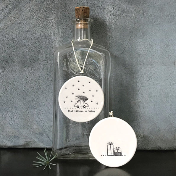 East of India Porcelain Flat Bauble - Glad Tidings We Bring