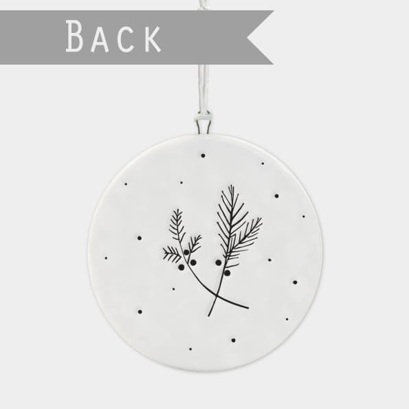 East of India Porcelain Flat Bauble - Christmas Robin