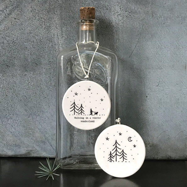East of India Porcelain Flat Bauble - Winter Wonderland