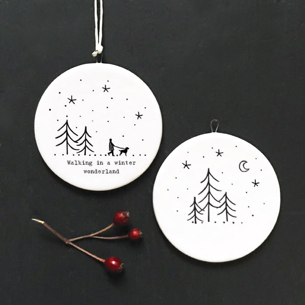 East of India Porcelain Flat Bauble - Winter Wonderland