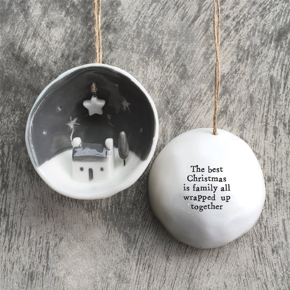 East of India Half Porcelain Bauble - Best Christmas Family