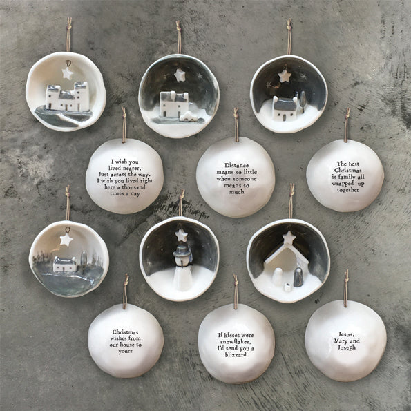 East of India Half Porcelain Bauble - Best Christmas Family
