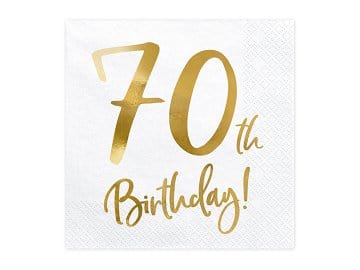 70th Birthday Party Gold & White Paper Napkins Party Supplies 70th Birthday Gold & White Party Napkins x 20