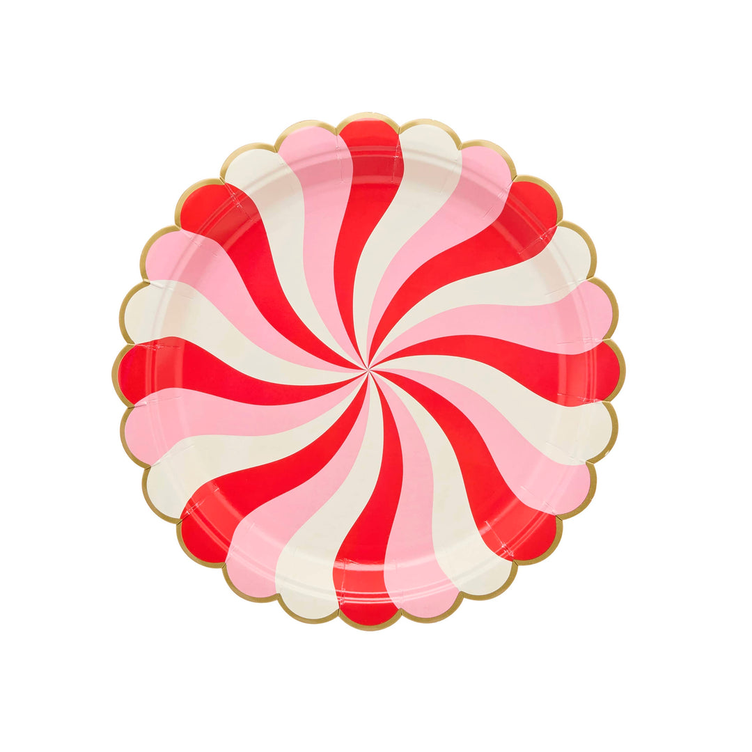 8 Pack Candy Swirl Paper Plates | Christmas Party Supplies UK Disposable Plates 8 Pack Candy Swirl Paper Plates