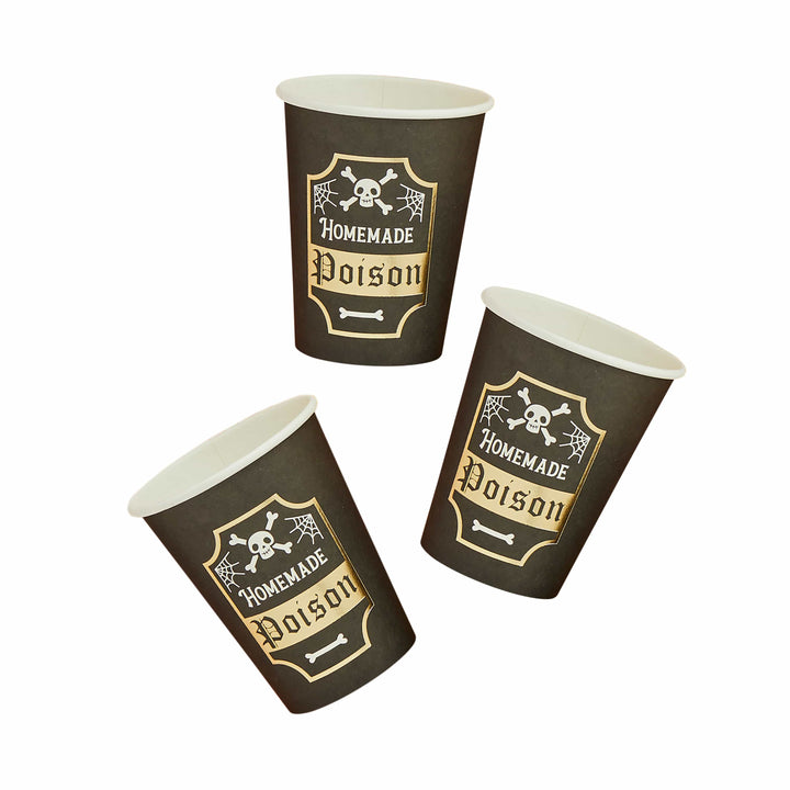 8 Pack Homemade Poison Paper Cups | Halloween Party Supplies UK Disposable Cups Homemade Poison Paper Cups x 8