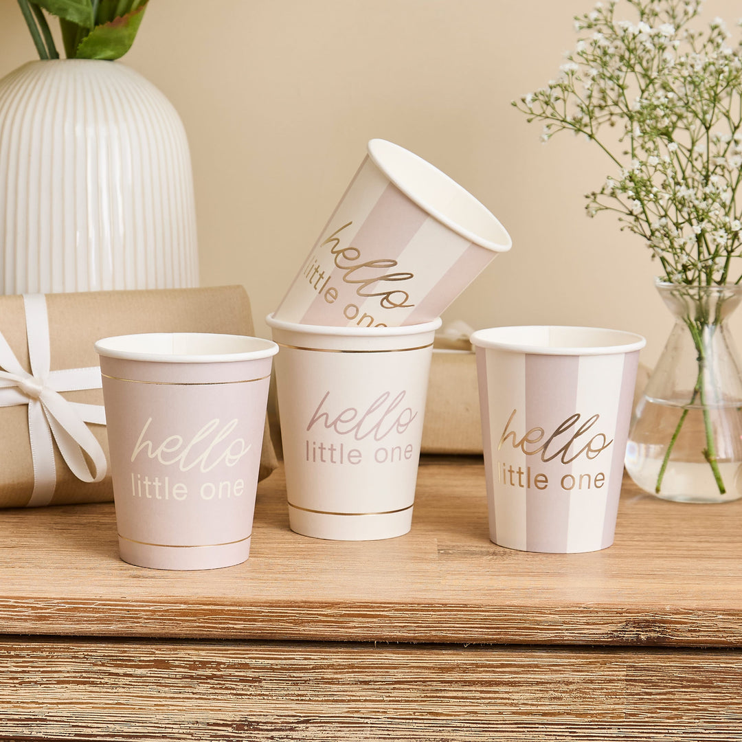 8 Pack Neutral Baby Shower Paper Cups | Baby Shower Supplies UK Disposable Cups Neutral Baby Shower Paper Cups x 8