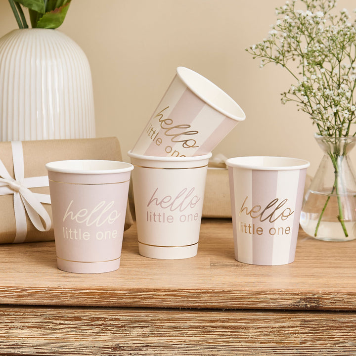 8 Pack Neutral Baby Shower Paper Cups | Baby Shower Supplies UK Disposable Cups Neutral Baby Shower Paper Cups x 8