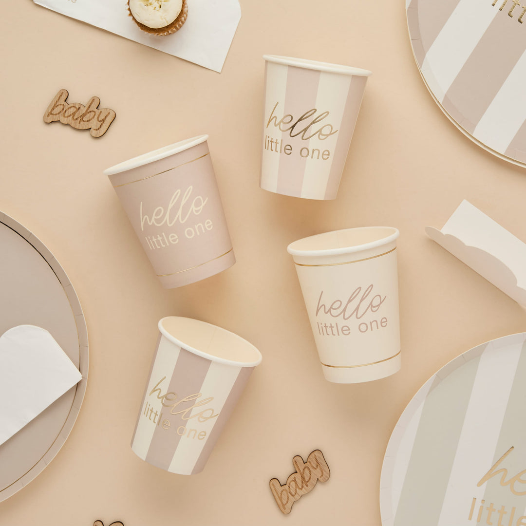 8 Pack Neutral Baby Shower Paper Cups | Baby Shower Supplies UK Disposable Cups Neutral Baby Shower Paper Cups x 8