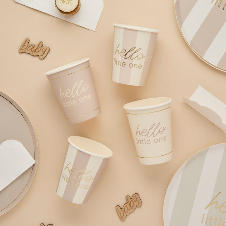 8 Pack Neutral Baby Shower Paper Cups | Baby Shower Supplies UK Disposable Cups Neutral Baby Shower Paper Cups x 8
