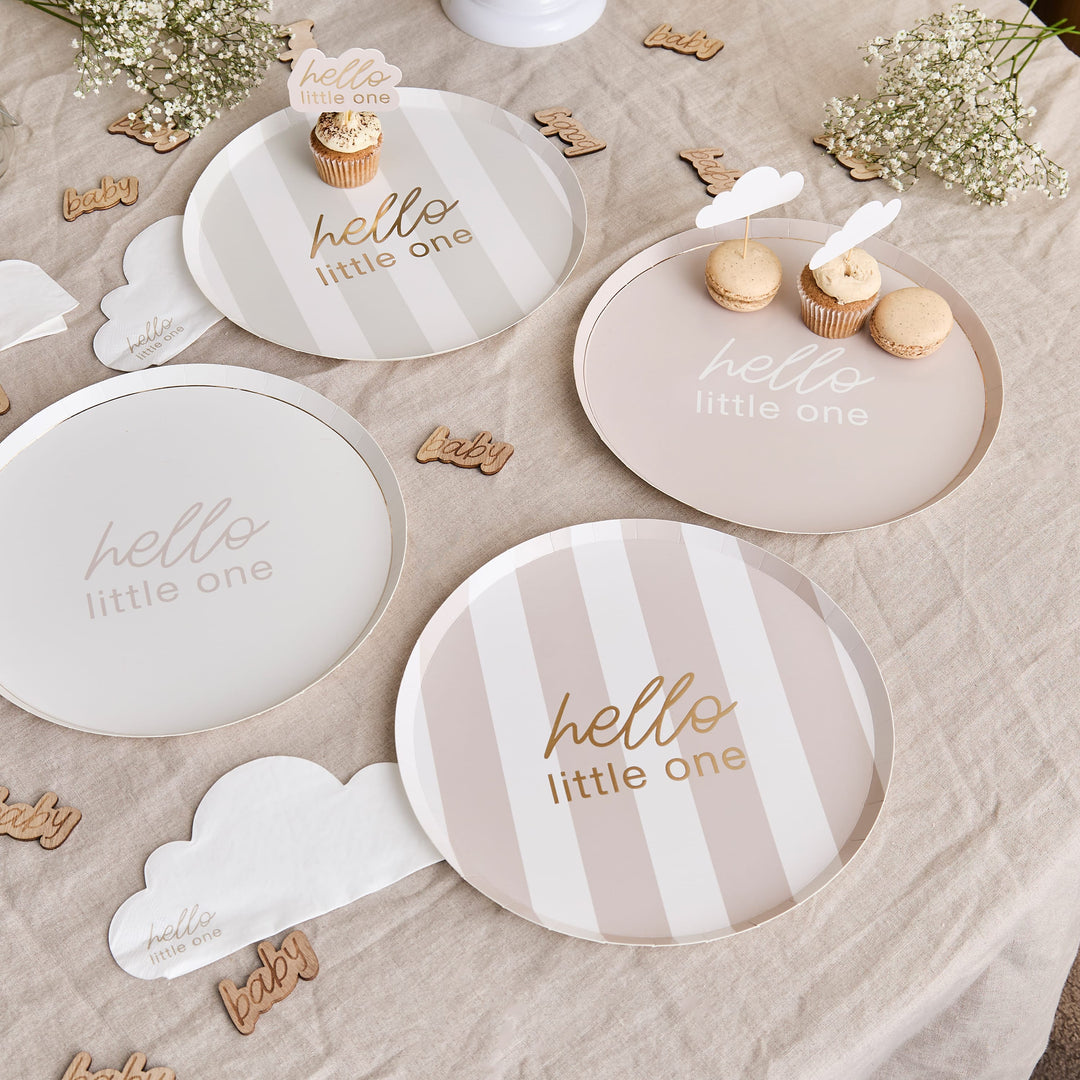 8 Pack Neutral Baby Shower Paper Plates | Baby Shower Supplies UK Tableware Neutral Baby Shower Paper Plates x 8