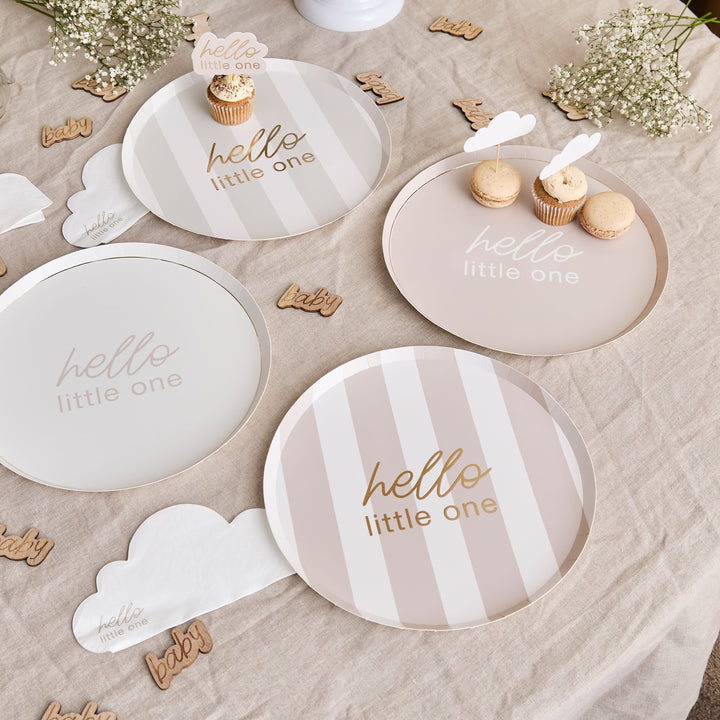 8 Pack Neutral Baby Shower Paper Plates | Baby Shower Supplies UK Tableware Neutral Baby Shower Paper Plates x 8