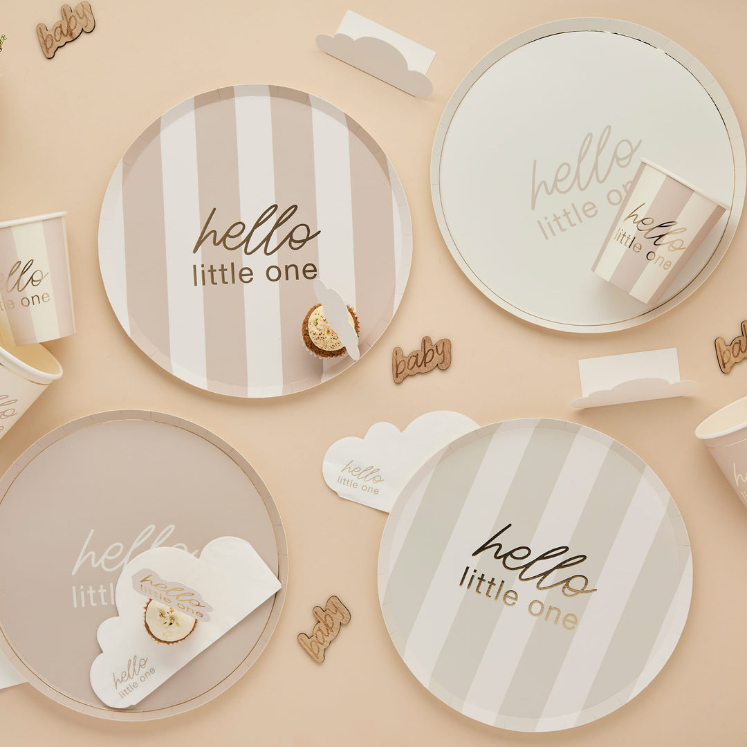 8 Pack Neutral Baby Shower Paper Plates | Baby Shower Supplies UK Tableware Neutral Baby Shower Paper Plates x 8