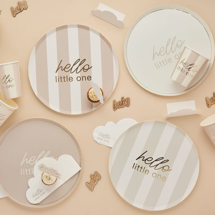 8 Pack Neutral Baby Shower Paper Plates | Baby Shower Supplies UK Tableware Neutral Baby Shower Paper Plates x 8