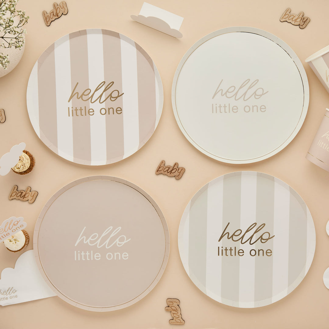 8 Pack Neutral Baby Shower Paper Plates | Baby Shower Supplies UK Tableware Neutral Baby Shower Paper Plates x 8