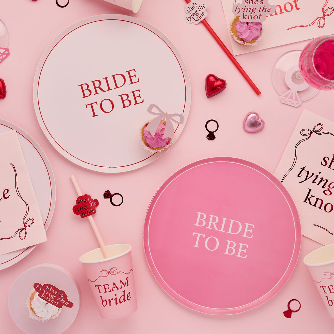 8 Pack Pink Bride to Be Paper Plates | Hen Party Supplies UK Disposable Plates 8 Pack Pink Bride to Be Paper Plates
