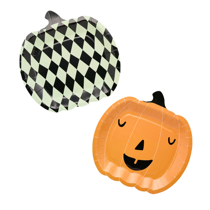 8 Pack Pumpkin Shaped Paper Plates | Halloween Party Supplies UK Disposable Plates 8 Pack Pumpkin Shaped Paper Plates