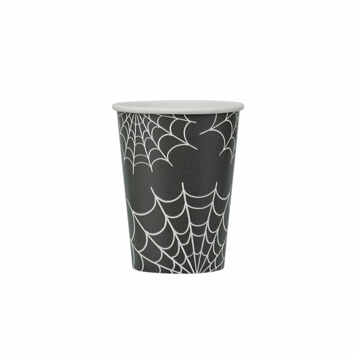 8 Pack Spider Web Paper Cups | Halloween Party Supplies UK Disposable Cups 8 Pack Spider Web Paper Cups